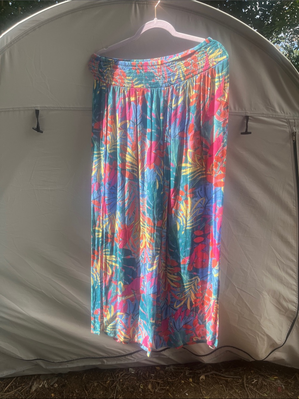Kona Sol Teal, Pink & Yellow Tropical Wide-Leg Maxi Pants